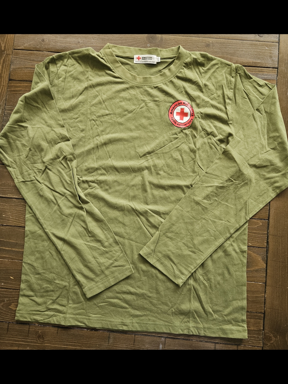 American Red Cross 125th Anniversary Long Sleeve T-Shirt Olive Green Adult 2XL